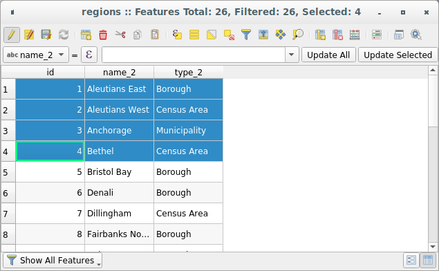 Octagonal Attribute Table 12.2. Arbeiten mit der Attributtabelle — QGIS Documentation Dokumentation